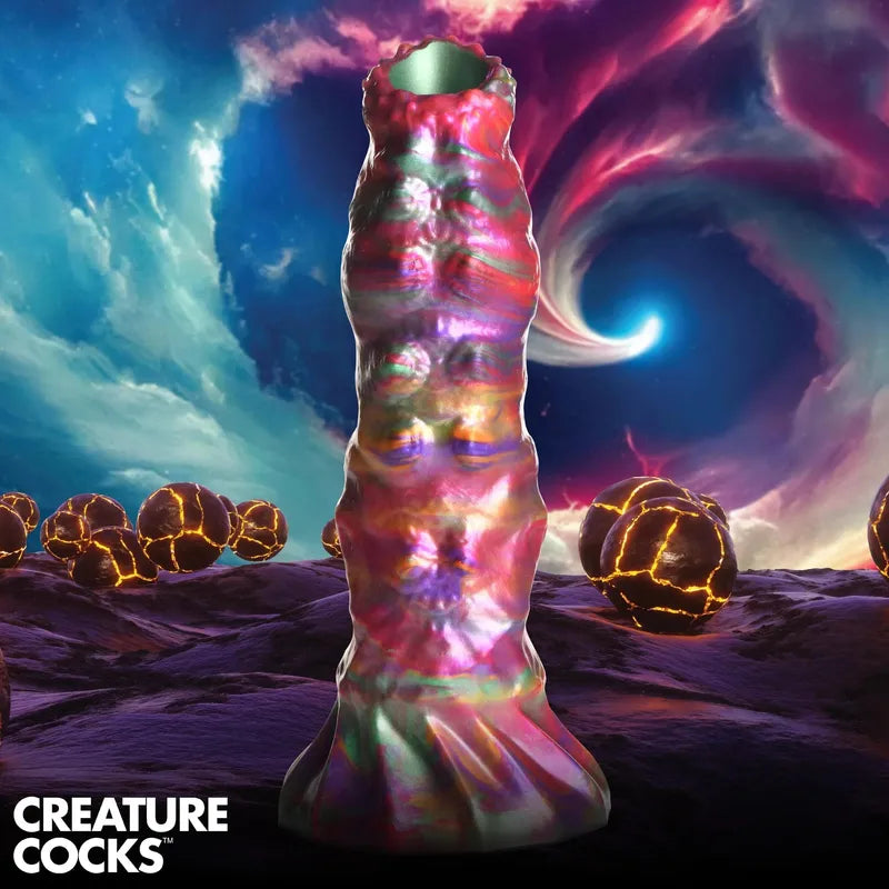 fantasy glass blue dildo-Dildo - Creature Cocks - Larva Ovipositor With Eggs- 9 pouces